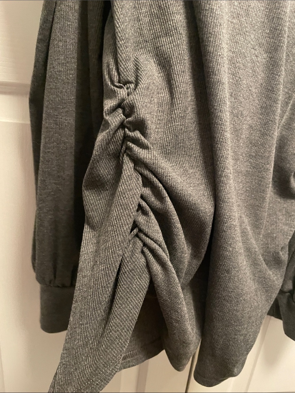 Coolmee Gray Mock Neck Puff Shoulder Long Sleeve Top - Picture 3 of 6